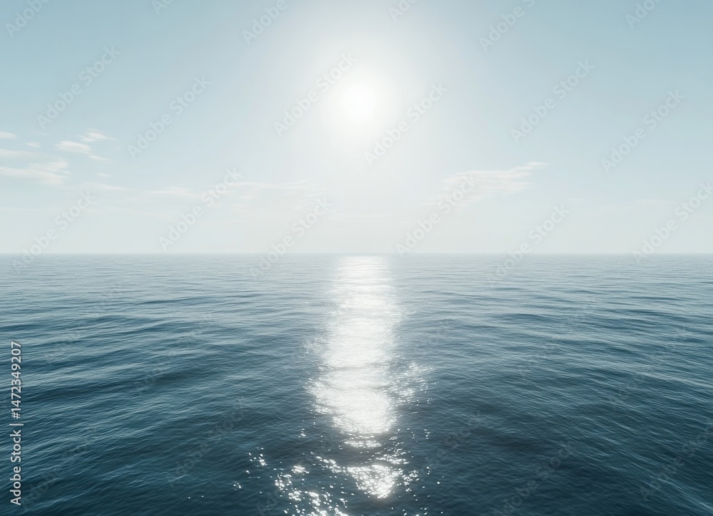 Aufkleber a serene ocean scene with sunlight reflecting on the water's surface, creating a radiant path across