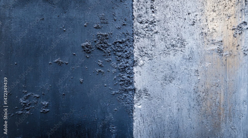 Poster abstract textured background featuring a dramatic split between dark blue and light silver, showcasi
