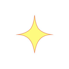 yellow gold star icon symbol vector design transparent background png, bling bling kira kira sparkle shiny effect element, digital art graphic illustration