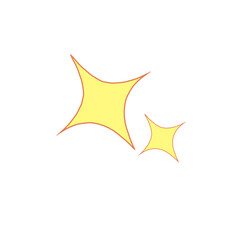 two double yellow gold star icon symbol vector design transparent background png, bling bling kira kira sparkle shiny effect element, digital art graphic illustration