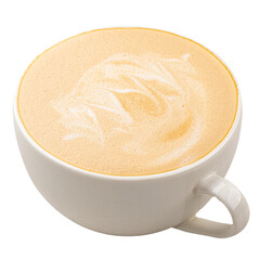 Isolated white cup of flat white coffee with cream