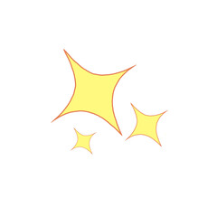 three triple yellow gold star icon symbol vector design transparent background png, bling bling kira kira sparkle shiny effect element, digital art graphic illustration