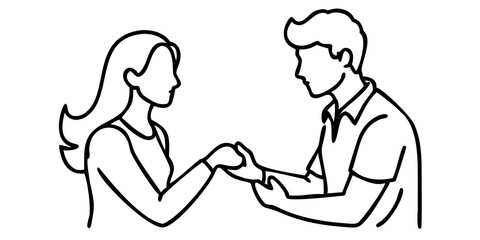 Couple Holding Hands Illustration, Romantic Connection Art, Love Relationship Symbol