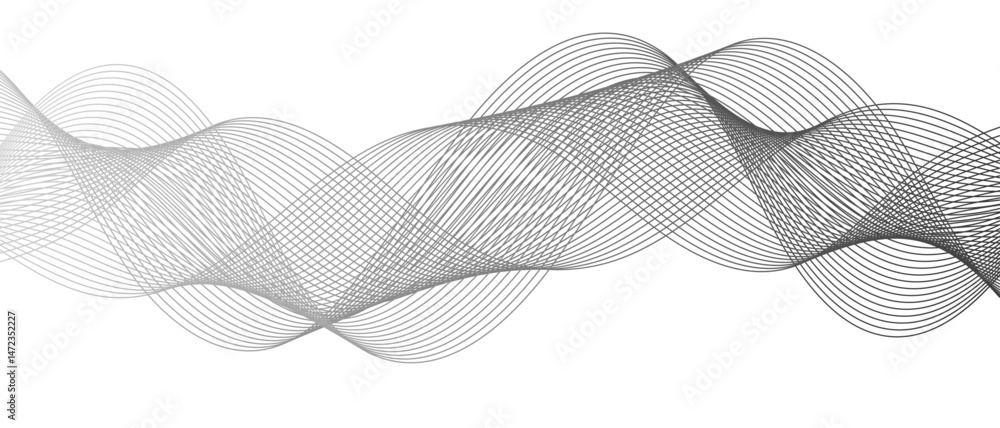Poster abstract monochromatic wave pattern with smooth, flowing curves. shades of grayscale, from light to 