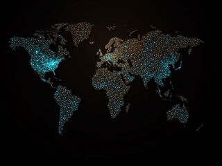 International Connections - Teal Orange World Map