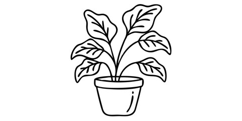 Indoor Houseplant Illustration, Greenery Decor Art, Potted Plant Graphic, Home Botanical Element