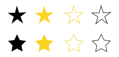 Stars collection. Golden Stars isolated on white background.