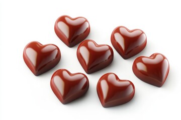 Fototapeta premium Floating Red Chocolate Hearts: Sweet Treats for Valentine's Day Delight