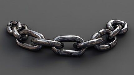 Obraz premium Fragmented Metal Link: 3D Representation of Separation and Strength in an Isolated Chain