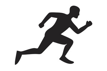 Marathon Runner Running Silhouette, Athletic Race Pose Illustration, Endurance Athlete Outline