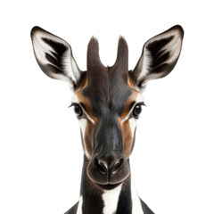 Fototapeta premium Isolated Okapi Portrait on White Background in High Fidelity Style
