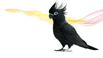 Black palm cockatoo with colorful wings