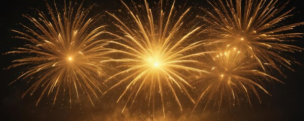 Fototapeta premium Blazing yellow fireworks bloom, wide shot, intense heat, dynamic energy , burst, shine, yellow