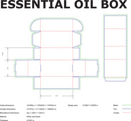Essential Oil Box Packaging Design Template Dimensions Diagram