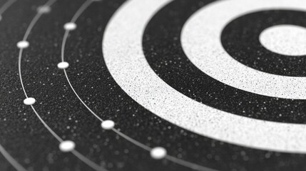 Abstract Black and White Target Design with Circular Lines and Spheres