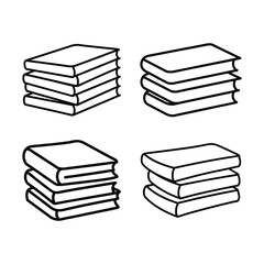 Set of stack of books line art vector illustration
