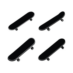 A set of skateboard silhouette vector art illustration