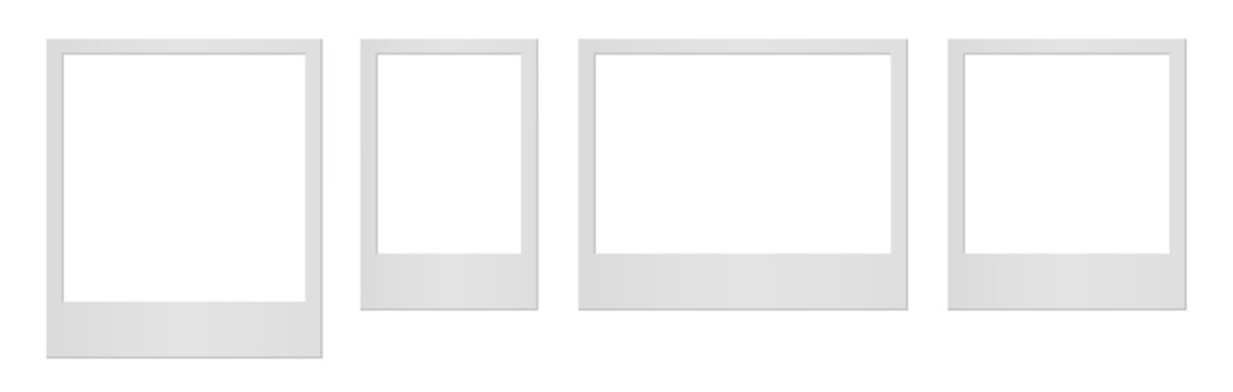 Empty white photo frame. Set realistic photo card frame mockup - vector for stock