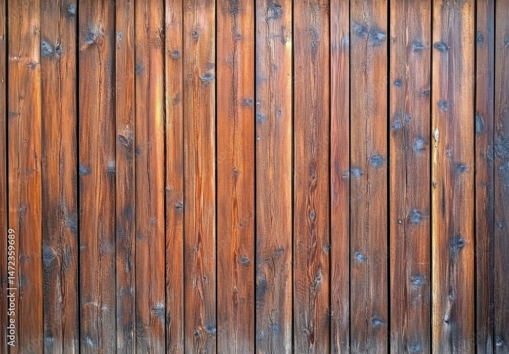 Poster rustic brown wooden planks, vertical alignment, showing natural wood grain and texture, ideal for ba