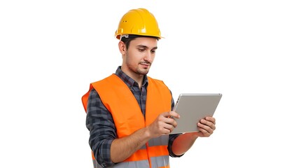 Construction Worker Using Tablet