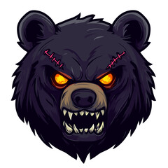 Fierce bear esports logo design featuring striking orange eyes and dramatic scars on the face