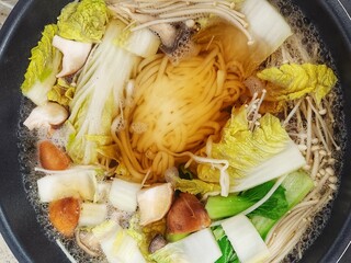 Shabu shabu hotpot style in Japan. cooking Shabu Shabu. asian cuisine.