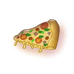 Illustration of a delicious slice of pizza. Icon