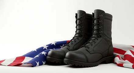 Military Boots on American Flag: Symbol of Service