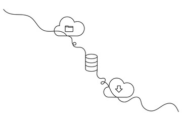 Cloud storage continuous one line drawing and minimalist design
