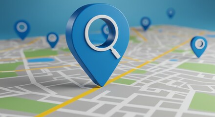 Map search icon for location finding concept