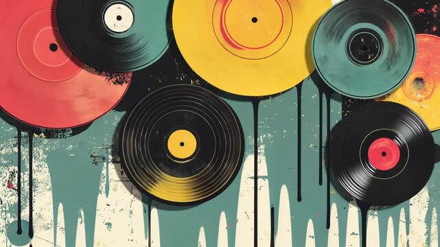 Vintage Vinyl Record Disco Party Illustration in Retro Style