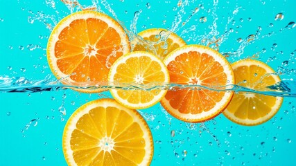 Juicy Citrus Slices - Summer Burst in Blue