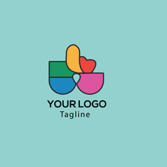 Creative Abstract Logo with Colorful Overlapping Shapes. A stylish abstract logo design made with overlapping colorful shapes, suitable for digital platforms, marketing agencies, software companies.