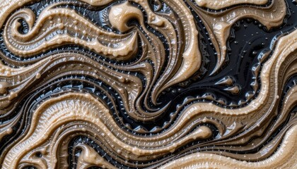 Abstract swirling patterns in black and gold tones