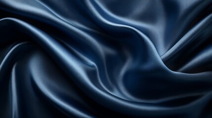 Fototapeta premium Dark blue silk satin background with soft folds Luxury look ideal for design or web banner
