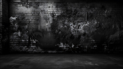 Dark Black Grunge Wall with Textured Surface