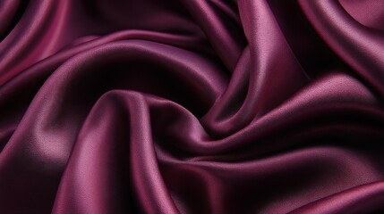 Fototapeta premium Burgundy purple and red silk texture with rich waves and folds Elegant satin textile background