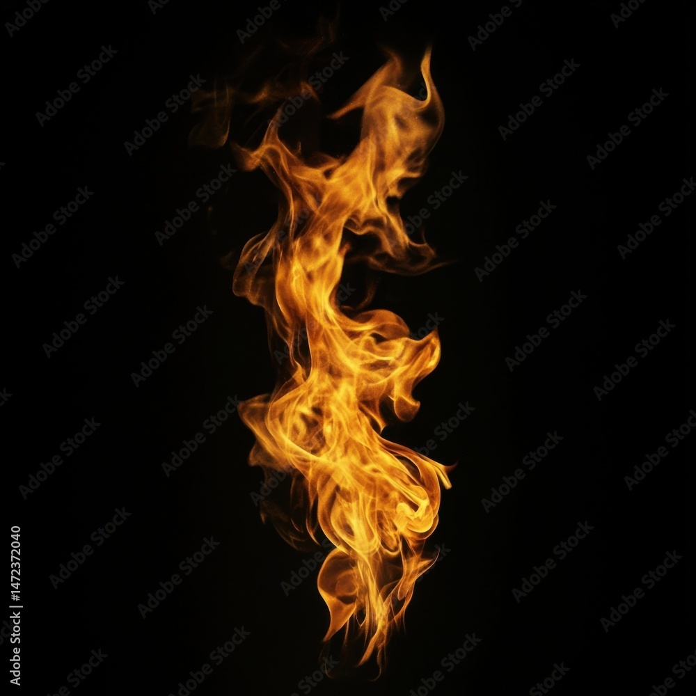 Aufkleber abstract fiery orange flames isolated on black background, perfect for design projects needing a dra
