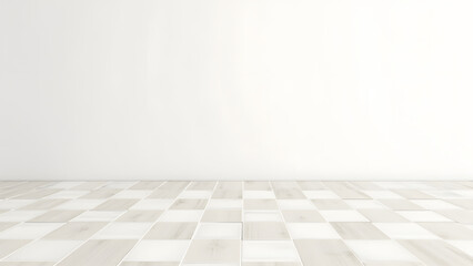Bleached birch checkerboard flooring, near-white finish, minimalist aesthetic, shadowless lighting, Scandinavian style, seamless geometric pattern.