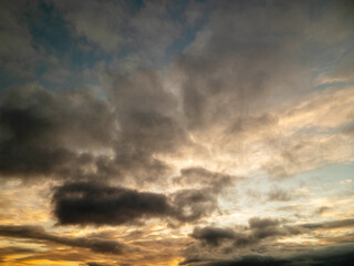 Blue cloudy sky, nature background for design. Clouds have random shape and form.
