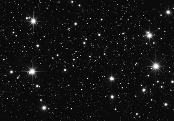 Obraz premium A mesmerizing cosmic scene featuring numerous stars of varying brightness against a deep black backdrop, creating a celestial tapestry of light and darkness. : Generative AI