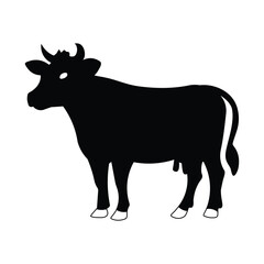 A black cow silhouette, a farm animal vector illustration