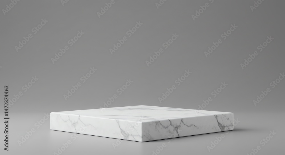 Poster marble platform on gray background for product display