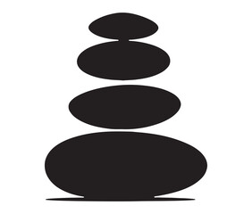 Silhouette of stacked pebbles. Silhouette zen stones isolated on white background.