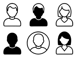 User profile icon set. Profile, people silhouette, person, avatar, sign up button vector collection.