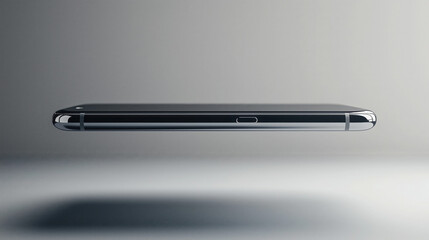 smartphone device floating above a neutral colorless background with soft shadows