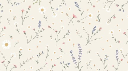 Delicate Wildflower Meadow Seamless Pattern