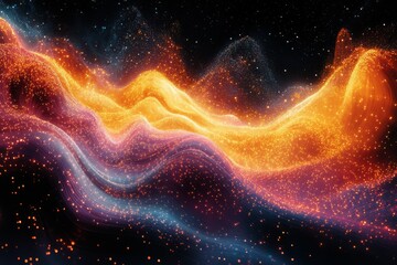 Astral Waves: A Serene Journey Through the Cosmos of Light and Color, Illuminating the Abyss with Glowing Streams and Celestial Energy.