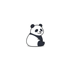 Cute panda sitting with its back turned and smiling playfully, vector illustration © Totostarkk9456