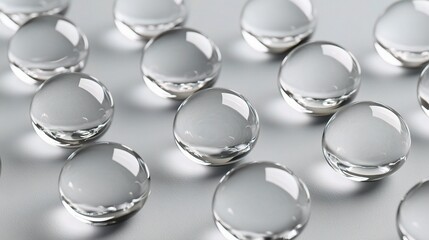 Transparent Floating Spheres Arranged in Grid Pattern on Surface